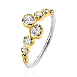 ZINZI zilveren ring geel verguld rond wit ZIR2054Y