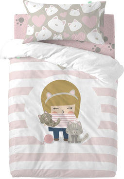 Dekbedovertrek set HappyFriday Happynois Kitty Multicolour Wieg voor baby's 2 Onderdelen