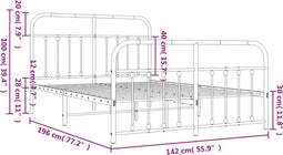 vidaXL - Bedframe - met - hoofd- - en - voeteneinde - metaal - zwart - 135x190 - cm