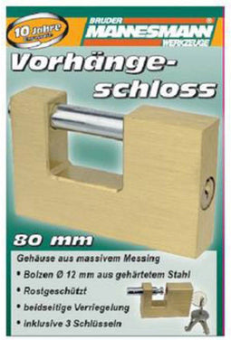 Brüder Mannesmann Hangslot 80 mm messing