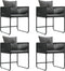 vidaXL - Tuinstoelen - met - Kussens - 4 - st - Zwart - Poly - Rattan
