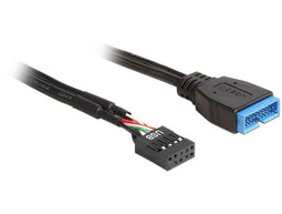 DeLOCK - USB 2.0 naar USB 3.0 adapterkabel - 30cm - Zwart