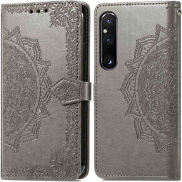 iMoshion Hoesje Geschikt voor Sony Xperia 1 V Hoesje Met Pasjeshouder - iMoshion Mandala Bookcase - Grijs