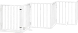 vidaXL - Hondenhek - inklapbaar - met - deur - 6 - panelen - 300 - cm - populierhout - wit