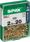 Schroefdoos SPAX Houten schroef Platte kop (2,5 x 20 mm)