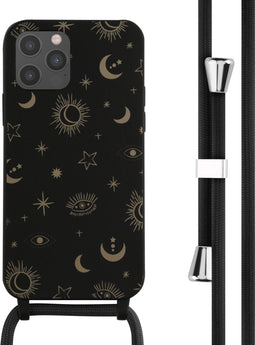 iMoshion Hoesje Geschikt voor iPhone 12 Pro / 12 Hoesje Met Koord - iMoshion Siliconen design hoesje met koord - Zwart / Sky Black