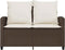 vidaXL - Tuinbank - 2-zits - met - kussens - & - tafel - poly - rattan - bruin