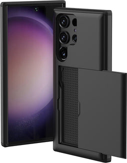 imoshion Hoesje Geschikt voor Samsung Galaxy S23 Ultra Hoesje - Ruimte voor 2 pasjes - imoshion Backcover met pasjeshouder - Zwart