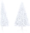 vidaXL - Kunstkerstboom - met - verlichting - en - kerstballen - half - 210 - cm - wit