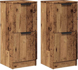 vidaXL - Dressoirs - 2 - st - 30x30x70 - cm - bewerkt - hout - oud - houtkleurig