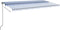 vidaXL - Luifel - handmatig - uittrekbaar - met - LED - 600x300 - cm - blauw - en - wit