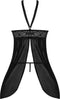 Magic Silk Babydoll met Open Rug en G-String Set - M black L/X