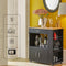 SoBuy FKW113-SCH - Keukenkast - Zwarte Multifunctionele Buffetkast met Wielen - 82 x 46 x 88 cm
