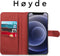 Høyde - Vegan lederen bookcase hoes - 100% Biologisch Afbreekbaar - Geschikt voor iPhone 12 / 12 Pro - Rood