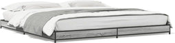 vidaXL - Bedframe - bewerkt - hout - metaal - grijs - sonoma - eiken - 160x200 - cm