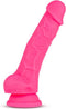 Blush - Neon dildo met scrotum 19 cm dual density - Roze