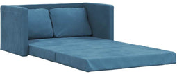 vidaXL - Slaapbank - vloermodel - 2-in-1 - 122x204x55 - cm - fluweel - blauw