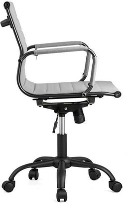 Feel Furniture - Luxe Bureaustoel - Lage Rugleuning - Lichtgrijs met Mat Zwart Frame