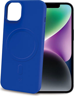 Celly Cromo Siliconen hoesje - Geschikt voor Apple iPhone 15 Pro Max - TPU Back Cover - Microfiber - Blauw