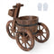 Coast Rustieke Houten Driewieler Plantenbak - Opbergbox - Metalen Wielen - Bruin - 54,6 x 29,2 x 34,3 cm