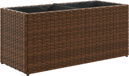 vidaXL - Plantenbak - met - 2 - potten - 72x30x32 - cm - poly - rattan - bruin