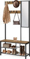 O'DADDY® Garderoberek - Kapstok - Schoenrek - Spiegel - Vintage Look - Zwart en bruin