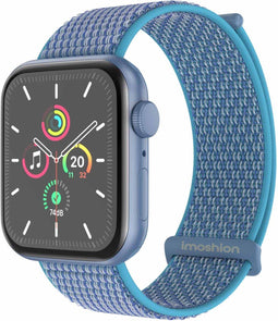 imoshion Nylon⁺ bandje - Geschikt voor Apple Watch 1, 2, 3, 4, 5, 6, 7, 8, 9, 10, SE, Ultra (2) - 44/45/46/49 mm - Blauw - One Size