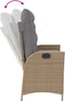 vidaXL - Tuinbankje - verstelbaar - met - kussens - poly - rattan - beige