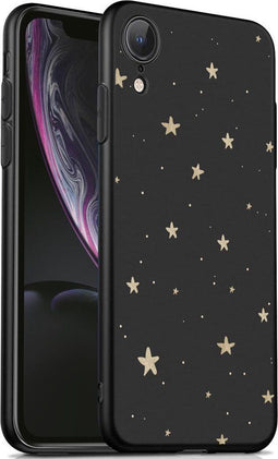 iMoshion Hoesje Geschikt voor iPhone Xr Hoesje Siliconen - iMoshion Design hoesje - Zwart / Meerkleurig / Goud / Stars Gold