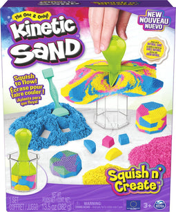 Kinetic Sand - Squish N’ Create met 382 g blauw geel en roze origineel kinetisch zand en 5 gereedschappen - Sensoriche speelgoed