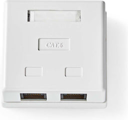 Nedis Netwerk Wanddoos - Opbouw - 2 poort(en) - UTP CAT6 - Recht - Female - Goud Verguld - PVC - Wit - Envelop