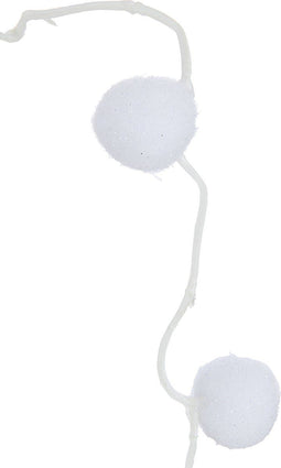 J-Line decoratie tak Hangend + Pompons - kunststof - wit - 12 stuks