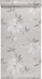 vidaXL - Vliesbehang - 3D - bloemenpatroon - 10x0,53 - m - grijs