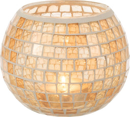 J-Line kaarshouder Mozaiek Rond - glas - oranje - large