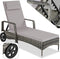 tectake® - Wicker ligbed - Verstelbare rugleuning in 6 standen - Incl. lig- en hoofdkussen - grijs