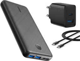Anker PowerCore Essential 20.000 mAh - Powerbank - PowerIQ USB-C quick charge + Anker 20W sneloplader 2-port + USB-C kabel 1,5M