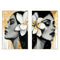 Schilderij Home ESPRIT Wit Zwart Grijs Gouden Vrouw (2 Stuks)