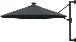 vidaXL - Wandparasol - met - LED's - 300 - cm - antracietkleurig