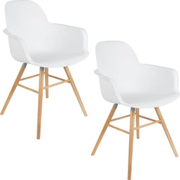 Zuiver Albert Kuip Eetkamerstoelen met armleuning Wit - Set van 2