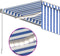 vidaXL - Luifel - handmatig - uittrekbaar - met - rolgordijn - LED - 4x3 - m - blauw - wit