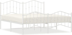 vidaXL - Bedframe - met - hoofd- - en - voeteneinde metaal - wit - 160x200 - cm