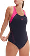 Speedo Hyperboom Splice Racerback - Sportbadpak - EnduraFlex stof - Marine/Roze - Maat 38