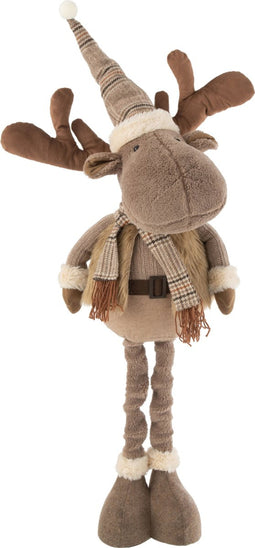 J-Line kerstfiguur Rendier Winter Staand - textiel - bruin - large