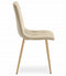 Fluwelen stoel - 3 stuks - licht beige - houtkleurige poten