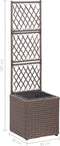 vidaXL - Latwerkplantenbak - verhoogd - met - 1 - pot - 30x30x107 - cm - rattan - bruin