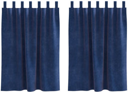 vidaXL - Blackout - Gordijnen - met - Ophanglussen - 2 - stuks - Donkerblauw - Fluweel