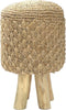 De met raffia beklede kruk
