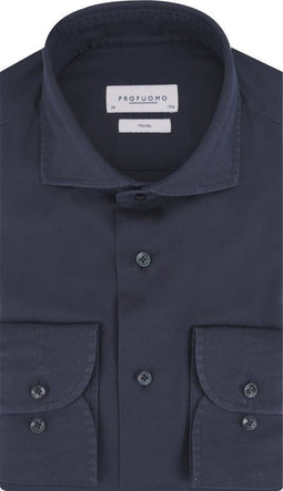 Profuomo Travel Overhemd - Heren - Stretch - Blauw - Maat 40