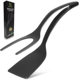HI NATURE™ Spatel Tang 2 in 1 - Multifunctioneel Keukengereedschap - Hittebestendig & BPA-vrij - Zwart