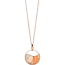 Skagen Dames - Ketting - Rosékleurig roestvrij staal met parelmoer - 70 cm